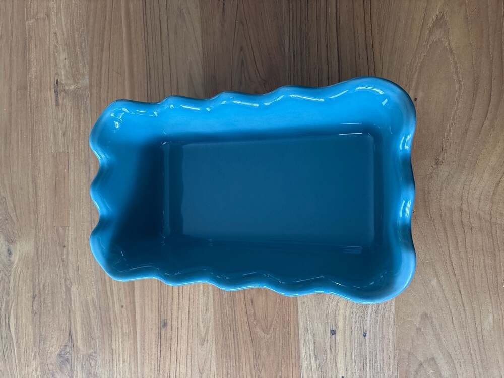 Emile Henry France 61.88 Ruffled Loaf Pan Ceramic Blue Calanque